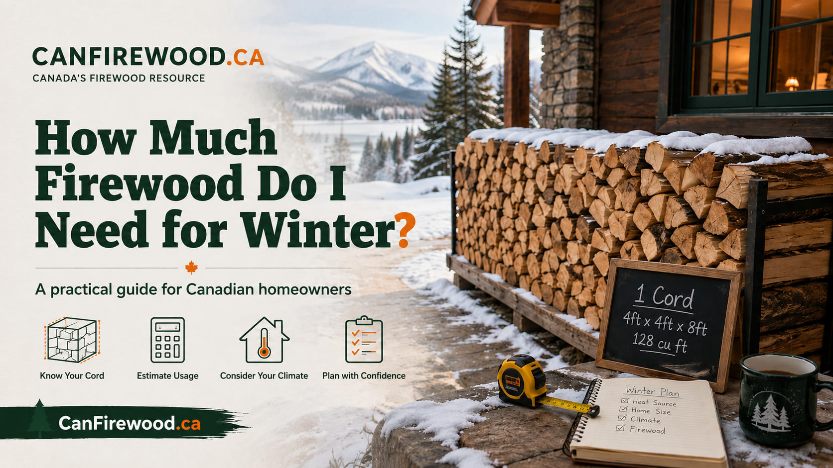 Stacked firewood for winter beside a Canadian home